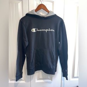 Champion black and gray XL youth hoodie. Soft, warm and in good condition